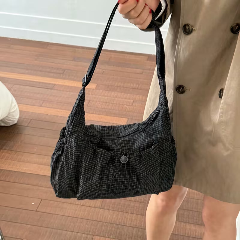 GRID RUCHED SHOULDER BAG