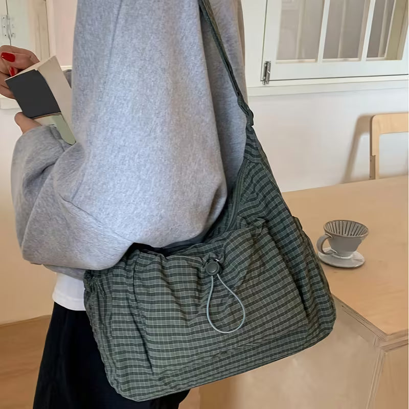 GRID RUCHED SHOULDER BAG