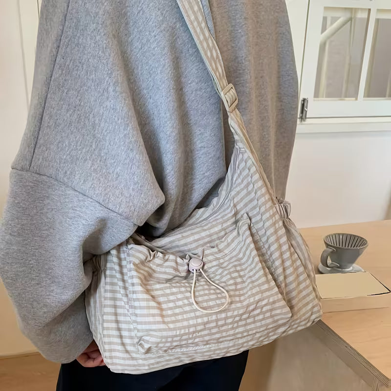 GRID RUCHED SHOULDER BAG